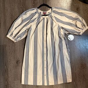 STAUD Mini Vincent Dress | Bayadere Stripe | Size L | NWT